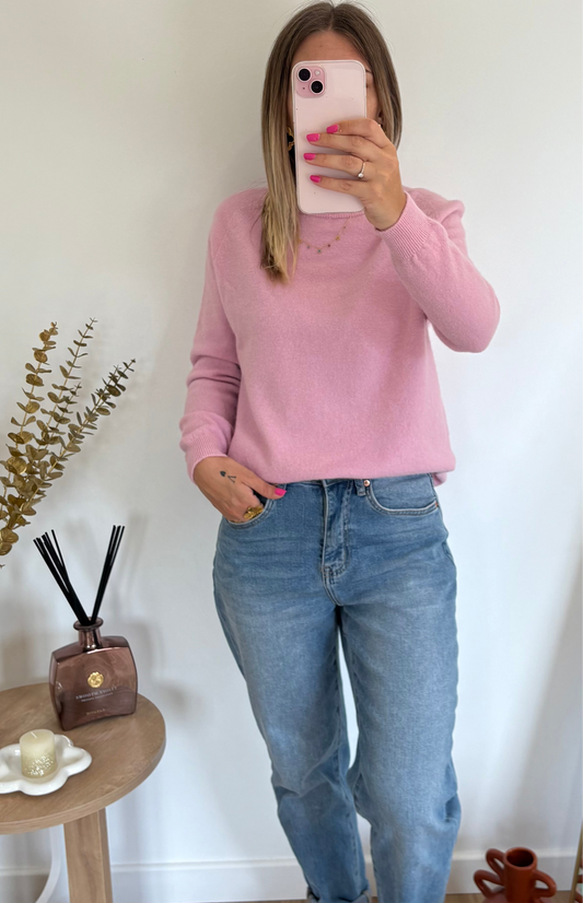 Pull maille fine rose