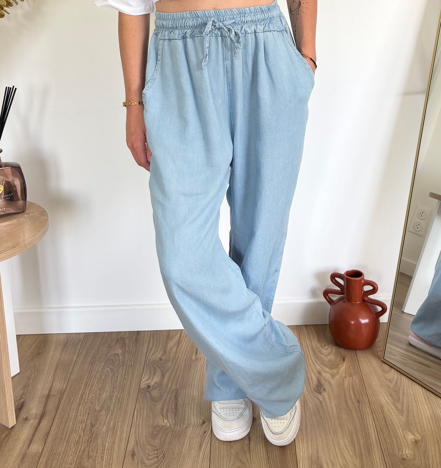 Pantalon fluide effet jean