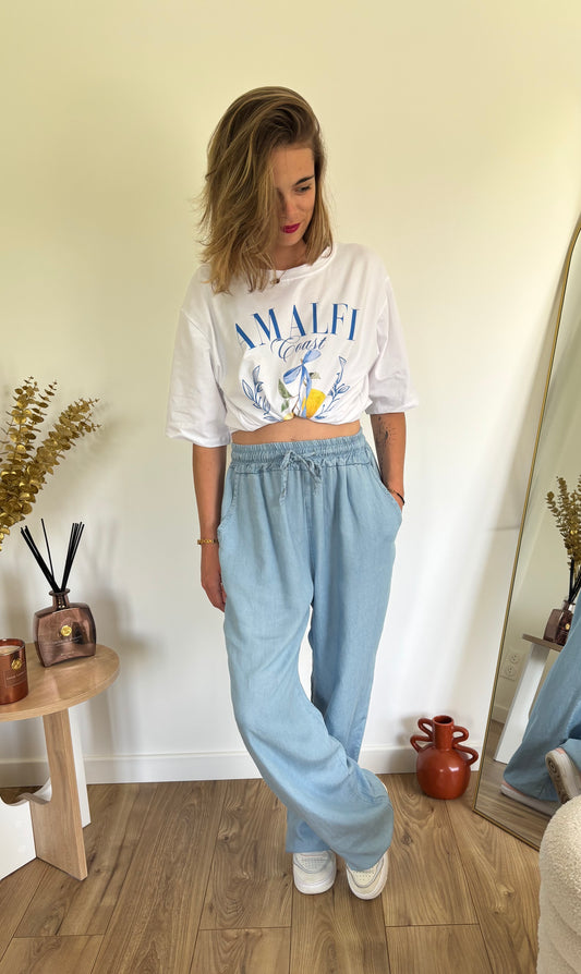 Pantalon fluide effet jean