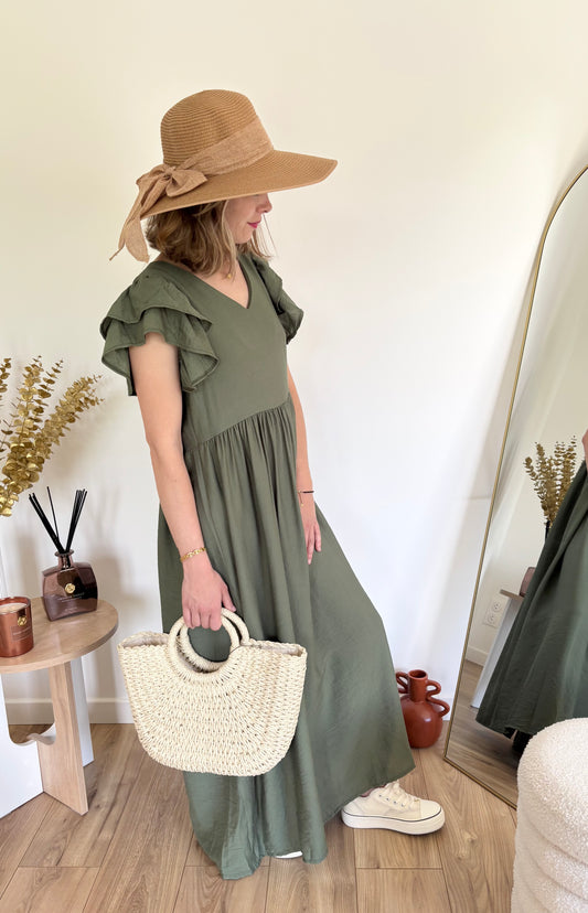 Robe boutons kaki