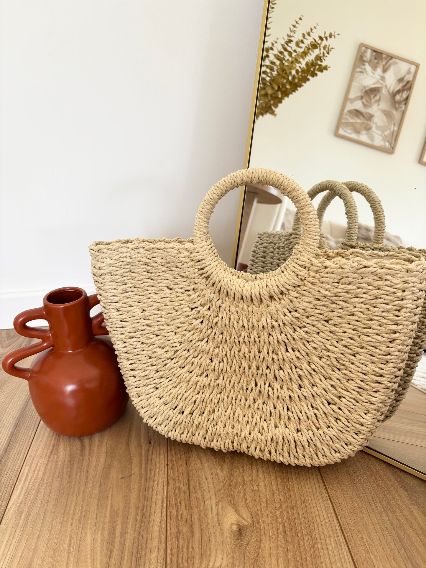 Sac en paille beige