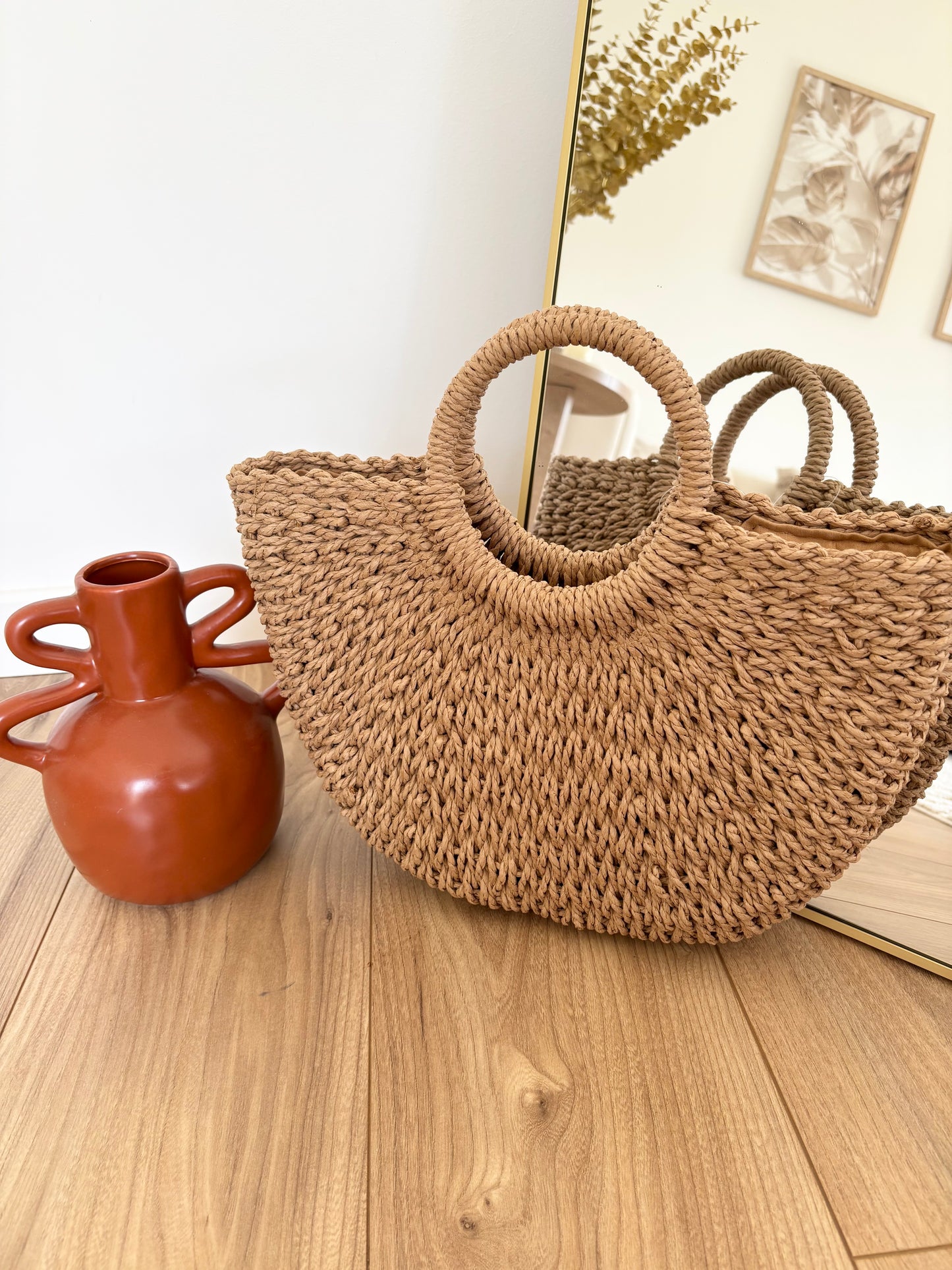 Sac en paille camel