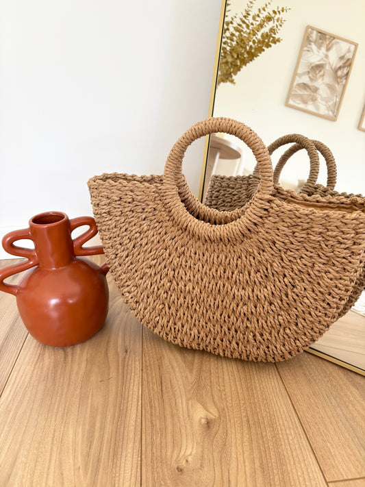 Sac en paille camel