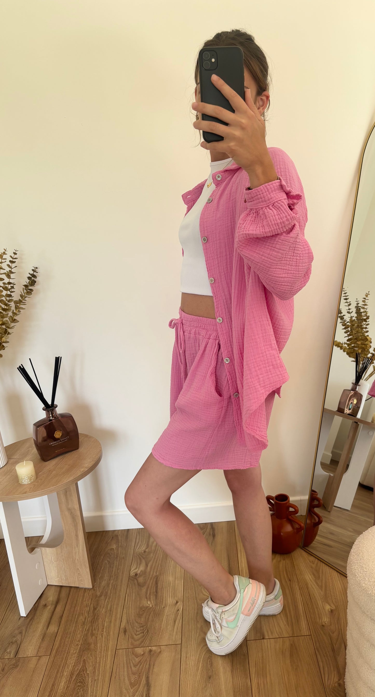 Ensemble gaz de coton rose